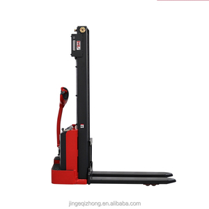Sıcak satış JINGEER yarı elektrikli manuel Forklift paleti kamyon 1200mm çatal uzunluğu pnömatik lastikler ayakta operasyon - Product Image 5