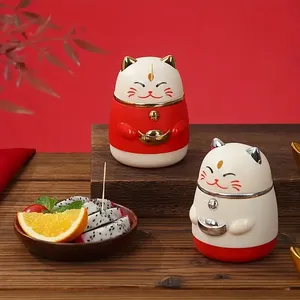 ที่ใส่ไม้จิ้มฟันแบบกด Fortune Cat สำหรับห้องนั่งเล่น สีสันสวยงาม กล่องไม้จิ้มฟันแบบป๊อปอัพอัตโนมัติ ลายการ์ตูน - Product Image 3