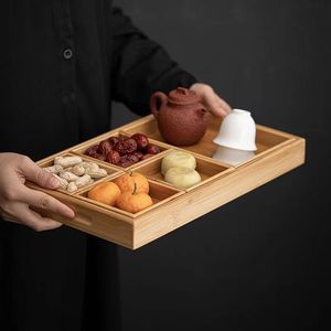 Bamboo <b>Tea</b> <b>Tray</b> Set With Snacks And Dried Fruit For Indoor Use 7 Piece Wooden Serving <b>Trays</b> - Product Image 2