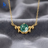 Nouveau Collier Pendentif en Argent Sterling 925 Plaqué Rhodium pour Fille, Bijou Classique Tendance, Motif Mousse Verte, Idéal Fiançailles et Mariage