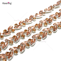 WRC-427 Hiasan Kristal Rhinestone Berkilau Rantai Bunga Kristal Aplikasi Jahit pada Kristal Mata Kuda untuk Dekorasi Gaun Prom.