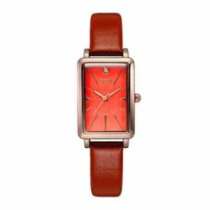 Montre femme rétro à cadran carré, fine et élégante, bracelet en cuir, montre à quartz pour femmes - Product Image 1