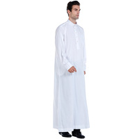 Thobe Arabe Style Saoudien de Haute Qualité pour Hommes, Vêtements Musulmans en Coton, Tenue Ethnique du Moyen-Orient pour le Ramadan, Abaya de Prière