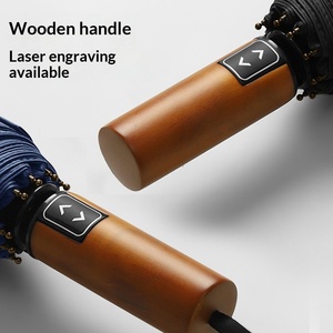 Men's Business Folding <b>Umbrella</b> Full-<b>Automatic</b> One-Button Opening/Closing Wooden Handle Lettering Logo Advertising Manufacturers - Product Image 3
