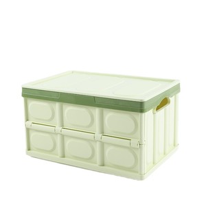 Caja de almacenamiento plegable para maletero de coche, organizador de plástico para el compartimento trasero de carga con tapa y asa - Product Image 1