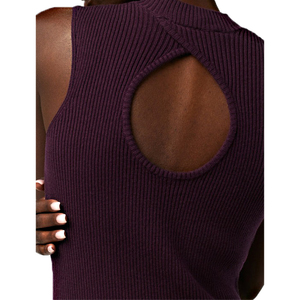 Abito <span class=keywords><strong>Aderente</strong></span> Senza Maniche con Scollo Rotondo e Spacco Posteriore in Maglia <span class=keywords><strong>a</strong></span> Coste, <span class=keywords><strong>Vestito</strong></span> in Cotone da Donna all'Ingrosso OEM - Product Image 6