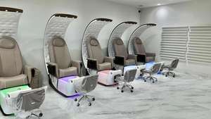 Bomacy Kupfer-Fußmassagestuhl Ergonomisch Verstellbare Rückenlehne Wärmetherapie Fußroller Langlebig für Nagelstudio Spa Gewerbliche Nutzung - Product Image 2