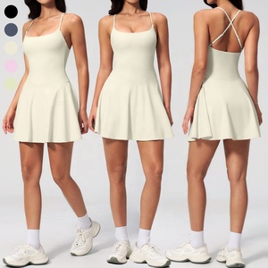 Robe de sport athlétique pour femme à col carré et dos croisé réglable, idéale pour le tennis, le golf, l'entraînement et le pickleball, une pièce - Product Image 5
