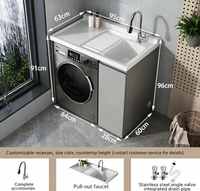 Meuble de buanderie contemporain en PVC avec lavabo en céramique intégré, écologique, facile à nettoyer, durable, design sur pied pour hôtel