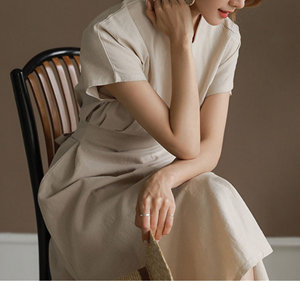 <span class=keywords><strong>Robe</strong></span> en <span class=keywords><strong>lin</strong></span> pour femme sur mesure, 100% <span class=keywords><strong>lin</strong></span> naturel, manches courtes, col rond, <span class=keywords><strong>robe</strong></span> <span class=keywords><strong>midi</strong></span> en <span class=keywords><strong>lin</strong></span> pour femme - Product Image 3