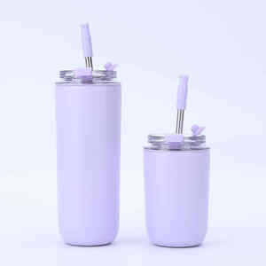 Solid Color Stainless Steel Thermos <b>with</b> <b>Straw</b> <b>and</b> Transparent <b>Lid</b> Leak-Proof & Eco-Friendly - Product Image 4