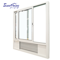 Ventana Corredera de Aluminio de Alta Eficiencia Energética con Rejilla Fija, Recubrimiento en Polvo Blanco para América del Norte
