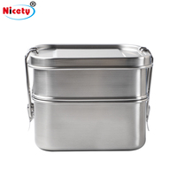 Boîte à lunch carrée personnalisable de qualité alimentaire en acier inoxydable, boîte à lunch bento empilable, récipient alimentaire avec verrouillage, étanche