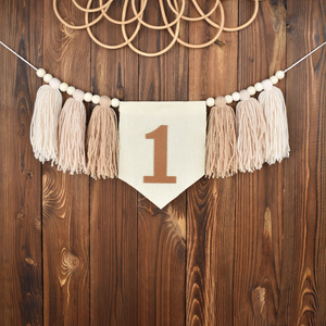 Striscione di perline in legno bohémien e <span class=keywords><strong>1</strong></span> ° cappello di <span class=keywords><strong>compleanno</strong></span> elegante decorazione per feste di <span class=keywords><strong>compleanno</strong></span> - Product Image 5