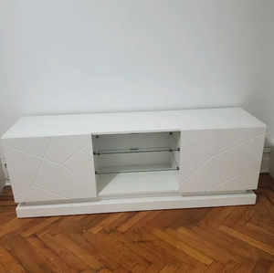 LEDライト付き高光沢<span class=keywords><strong>TV</strong></span>スタンドモダンでユニークな現代的なデザインエンターテインメントセンターフラットパック<span class=keywords><strong>TV</strong></span>キャビネット - Product Image 6