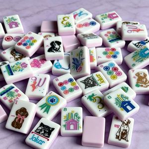 Jeu de mahjong sur le thème des chiots roses, jeux de société décontractés, jeux de cartes et jeux de mahjong pour le divertissement - Product Image 3