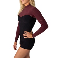 DIVESTAR Grosir OEM Pakaian Selam Wanita Dewasa Bahan Neoprena Anti Air Bermotif Resleting Belakang Lengan Panjang Hangat Bernapas Bikini Surfing