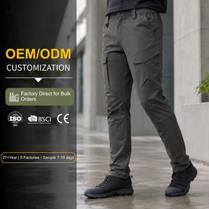 Pantalon cargo formel extensible imperméable personnalisé BSCI pour homme, taille mi-haute, avec fermetures éclair ventilées, en tissu Ripstop quadrillé, pour le travail en extérieur - Product Image 1