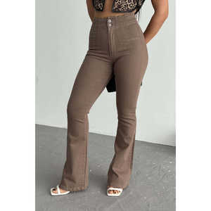 กางเกงยีนส์สเปนทรงเข้ารูปเอวสูง สีขาว สไตล์ผู้หญิง - Product Image 3