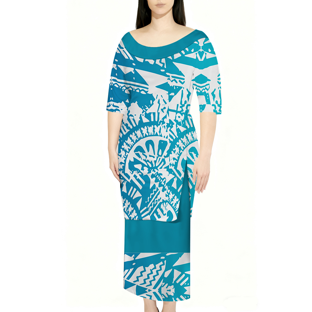 Boat Neck Dress Patterns - Floral Print A-Line Midi