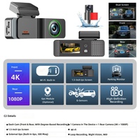 C2 Caméra embarquée 4K Ultra-HD brevetée transfrontalière à modèle exclusif, enregistrement avant et arrière, surveillance de stationnement, image de recul, Wi-Fi 5G