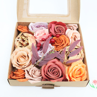 Boîte de fleurs artificielles vintage caramel, kit floral DIY pour la décoration de mariage et d'événements