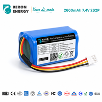 Paket Baterai Lithium Ion 18650 2S2P 7.4V 2600mAh Isi Ulang dengan BMS untuk Tirai Motor Listrik Pintar