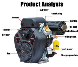 เครื่องยนต์เบนซิน Rato R999D สตาร์ทไฟฟ้า ระบายความร้อนด้วยอากาศ แบบ V-twin 2v90 ความจุ 999 ซีซี สำหรับเครื่องจักรกลวิศวกรรม - Product Image 4