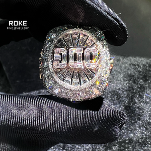 Bague de mariage et de championnat pour homme en or massif 9-18K, style hip-hop, avec lettre personnalisée, diamant rond et taille baguette cultivé en laboratoire certifié IGI - Product Image 4