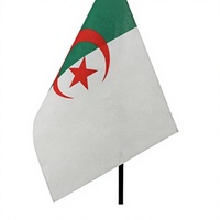 Drapeau de table Algérie 4''x6'' (10x15cm) avec mât de 10'' et base en plastique noir – Mini drapeau portable pour bureau/bureau à domicile, idéal pour les réunions de famille/fêtes