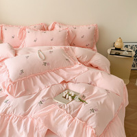 Ensemble de couette 7 pièces de style Hepburn, qualité française, noir, broderie animale, résistant à l'eau, 300 fils, coton doux pour la peau