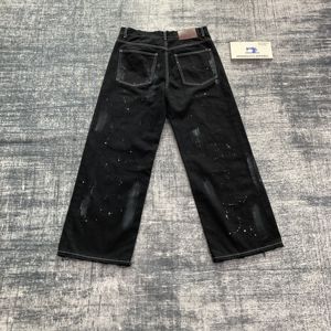 DENIMGUYS Pantalons en denim personnalisés avec strass, déchirés, tendance, style streetwear, peinture blanche, pantalons amples pour hommes, taille plus - Product Image 2