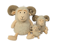 Peluche Mouton Bouclé en Tissu Adorable avec Grandes Cornes, Douce et Rembourrée, Cadeau Apaisant pour Enfants, Anti-Stress Brodé