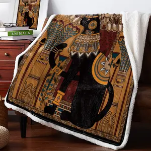 爱斯基摩毛毯复古埃及圣兽动物猫毛毯