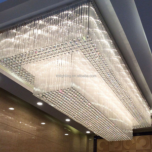 Sang Trọng Đèn Chùm Bắc Âu Trang Trí Nội Thất Thương Mại Không Gian Khách Sạn Vàng Lớn Thủy Tinh Hình Chữ Nhật Trần Pha Lê <span class=keywords><strong>LED</strong></span> Đèn Chùm - Product Image 3