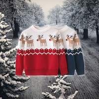 Großhandel Winter Warme O-Ausschnitt Pullover für Jungen und Mädchen Kinder Weihnachten Elch gemusterte Strickwaren