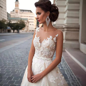 Wedding Dress Ball Gown Sweetheart Neckline Embroidered Lace <b>Net</b> Plus Size Ivory Champagne Pure White Vintage Style - Product Image 2