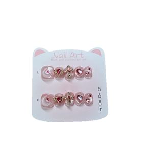 <span class=keywords><strong>Uñas</strong></span> Postizas Pintadas a Mano para Niñas, Diseño de Gato, Estilo Guerreira, Adhesivos Removibles para <span class=keywords><strong>Uñas</strong></span> - Product Image 5