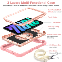 Étui pour tablette avec support rotatif, coque de protection antichoc, protection intégrale durable pour l'école et la salle de classe pour iPad mini 8