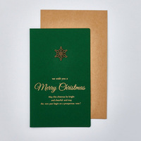 Pine Green Joyeux Noël Carte de remerciement Cartes de voeux en feuille d'or avec décoration mentale et enveloppe Acceptée sur mesure