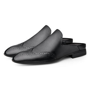 รองเท้าลำลองหนังแท้ลายขีดข่วนแบบสวมสำหรับผู้ชายฤดูร้อน พื้นยางหนา - Product Image 2