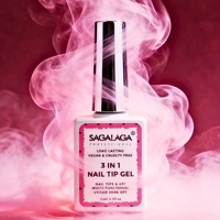 Gel pour pointes d'ongles en gros, professionnel, 3 en 1, design 15 ml, logo personnalisé, non toxique, gel pour pointes d'ongles à couverture complète pour ongles en acrylique à presser