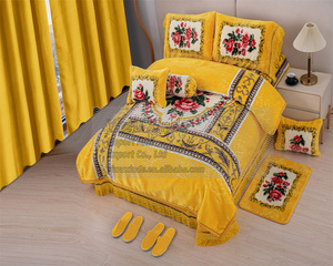 Sang Trọng 12Pcs Raschel Chăn Bộ Đồ Giường Thiết Lập Với Phù Hợp Với Rèm Cửa Bán Buôn In Vải Dệt Kim Trọng 10 Kg Chăn - Product Image 1