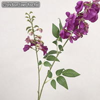 Ranting Bunga Kacang Buatan HGA 2-Fork Ungu Mawar Merah Wisteria Palsu Buatan Tangan Gaya Alami Tahan Lama untuk Dekorasi Pernikahan dan Rumah