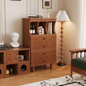 Vintage Ash Wood Four <b>Drawer</b> Chest Storage Cabinet Bedroom Living Room Sideboard - Product Image 3