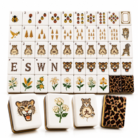 Tuiles de Mahjong en acrylique à quatre couches, dos imprimé léopard, 166 tuiles, motifs Coccinelle et Arbre, vente en gros personnalisée, produit phare