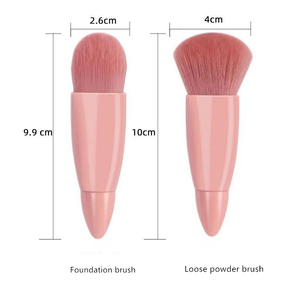 Ensemble de 5 pinceaux de maquillage portables de voyage, individuels, pour poudre libre, fard à paupières, lèvres et fond de teint, avec étui miroir pour le visage - Product Image 5
