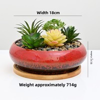 Pot à succulentes en céramique coloré effet four, 8-10 pouces, créatif, pour décoration de table intérieure, ornement de bonsaï, jardinière transfrontalière