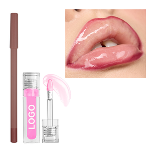 Huile à lèvres en gelée populaire avec ensemble de crayons à lèvres Nude Label privé - Product Image 1