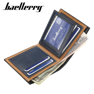 Baellerry <b>Men's</b> Short Horizontal <b>Wallet</b> <b>Black</b> Soft Leather Multiple Card Slots Business Everyday Use - Product Image 3